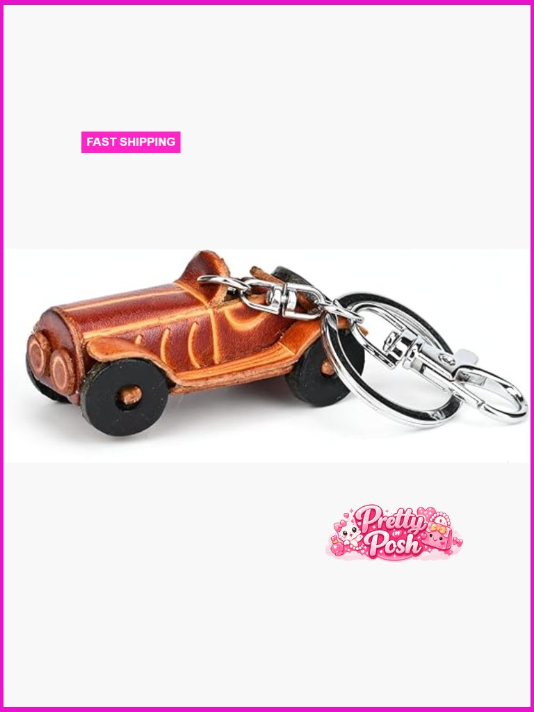 Vintage Leather Keychain Handmade Purse Charm Car Keys Bag
